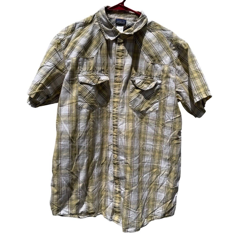Patagonia Mens Large Organic Cotton Plaid Western Short Sleeve Button Down Shirt
